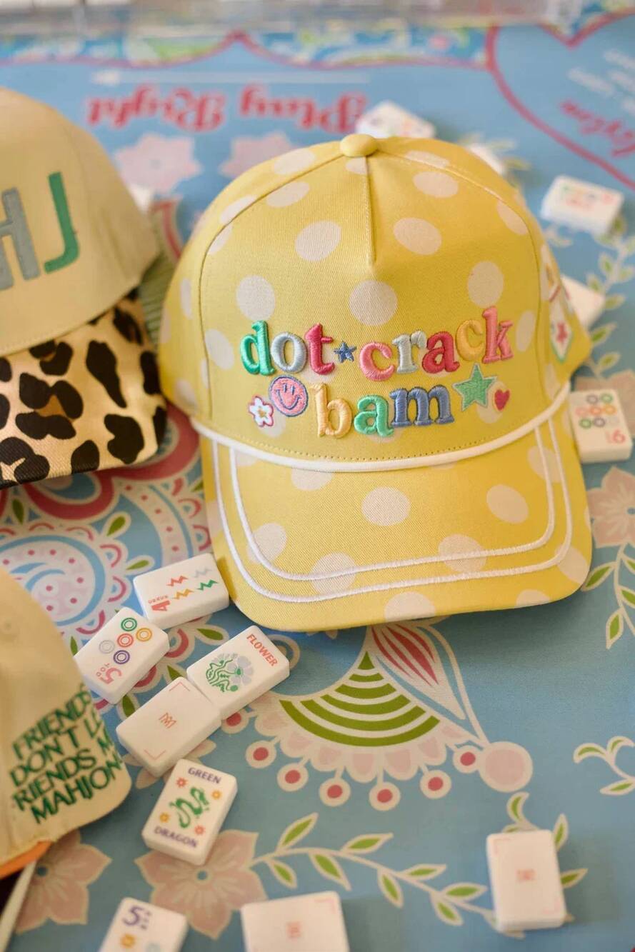 NEW POPPY & PINE women's dot crack bam hat in yellow